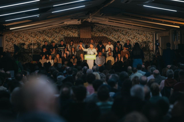 El presidente de Vox, Santiago Abascal, durante un acto de partido en Segovia