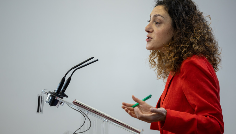 Archivo - La diputada de Sumar Aina Vidal durante una rueda de prensa