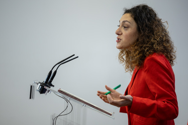 Archivo - La diputada de Sumar Aina Vidal durante una rueda de prensa