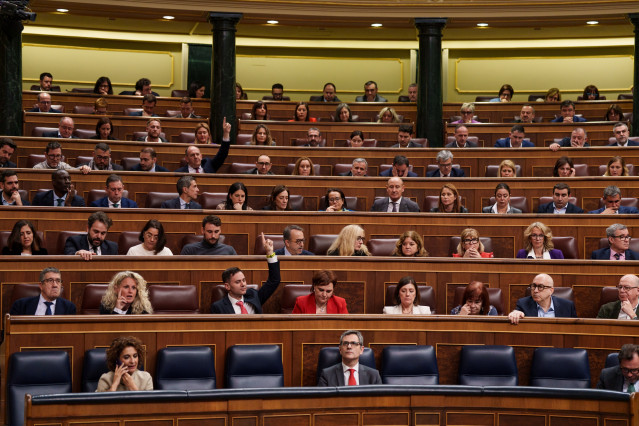 Bancada del PSOE en el hemiciclo del Congreso