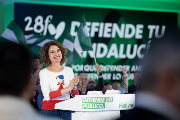 La secretaria general del PSOE andaluz y vicepresidenta primera del Gobierno de España, María Jesús Montero, en un acto en Jaén el 21 de febrero de 2026.