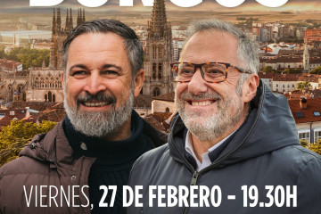 Cartel del acto electoral de Santiago Abascal y Carlos Pollán el viernes 27 de febrero en Burgos