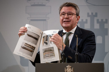 El secretario de Estado de Transportes, José Antonio Santano, en rueda de prensa este martes en la Delegación del Gobierno en Catalunya
