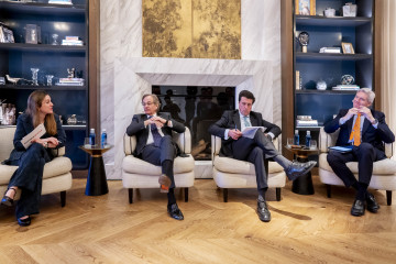 El Deals Leader de PwC Spain, Carlos Fernández Landa, el consejero delegado de Colonial, Pere Viñolas, la directora general de Negocio de Europa Press, Candelas Martín de Cabiedes, el CEO de Merlin