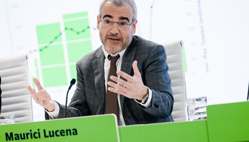 El  presidente y consejero delegado de Aena, Maurici Lucena, durante la presentación a los medios de comunicación de la propuesta del DORA III, correspondiente al período 2027-2031, en la sede de A