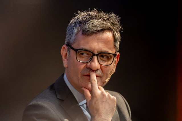 El ministro de la Presidencia, Justicia y Relaciones con las Cortes, Félix Bolaños, durante un coloquio con motivo de la publicación del libro ‘Sobre el imperio de la ley’, del presidente de la World Jurist Association y de la World Law Foundation, Javier