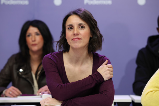 La secretaria política de Podemos y eurodiputada, Irene Montero, durante el Consejo Ciudadano Estatal de Podemos, a 20 de febrero de 2026, en Madrid (España).