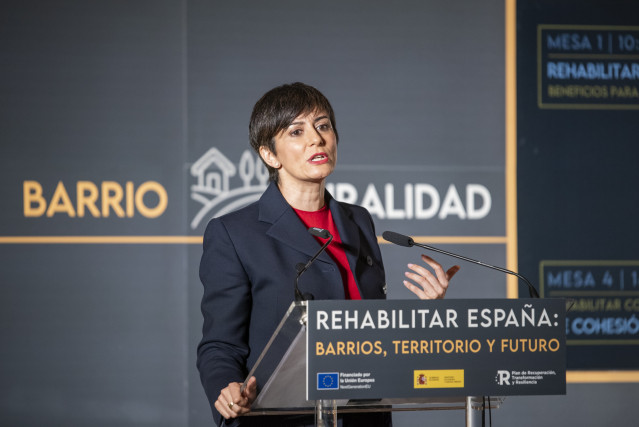 Archivo - La ministra de Vivienda y Agenda Urbana, Isabel Rodríguez, interviene en la jornada 'Rehabilitar España: barrios, territorio y futuro'. En Albacete, Castilla-La Mancha.