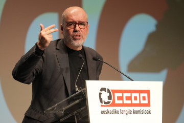 El secretario general de CCOO, Unai Sordo, participa en el acto 