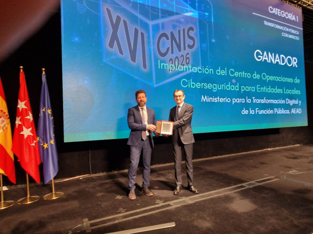 Entrega del premio Transformación pública con impacto del CNIS para el centro de ciberseguridad para entidades locales de la Agencia Estatal de Administración Digital (AEAD)