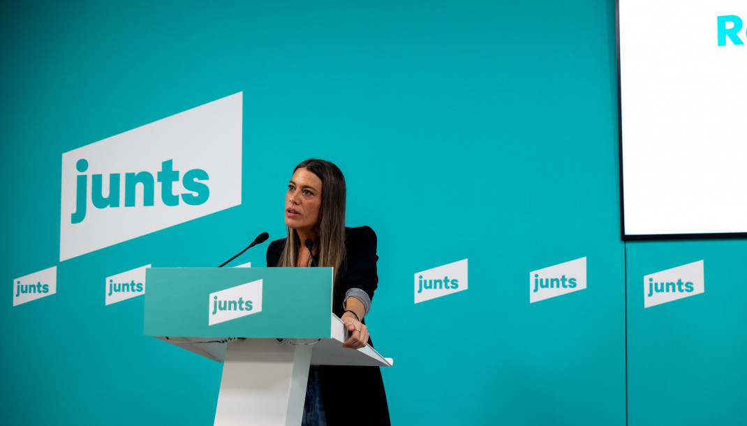 Archivo - La portavoz de Junts en el Congreso, Miriam Nogueras, durante una rueda de prensa en la sede de Junts, a 28 de enero de 2025, en Barcelona, Catalunya (España). Nogueras ha afirmado que el d