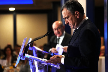 El presidente del PNV, Aitor Esteban, en un desayuno informativo en Bilbao