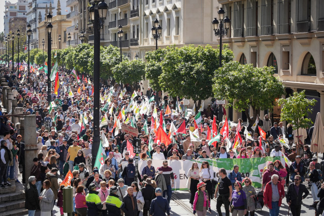 Archivo - Imagen de archivo de la manifestación en Sevilla que convoca la Plataforma Andalucia 28F con motivo del Día de Andalucía.