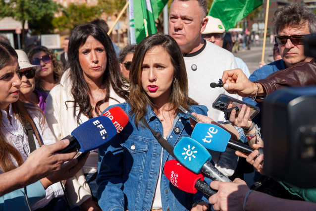 La secretaria general de Podemos, Ione Belarra, en la la manifestación convocada por la Plataforma 28F.