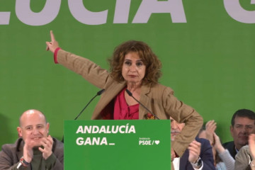 Archivo - La secretaria general del PSOE de Andalucía, María Jesús Montero, en una imagen de archivo en un mitn del PSOE