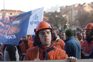 Movilización de trabajadores de Tubos Reunidos con motivo de la celebración de la BIEMH en el BEC de Barakaldo