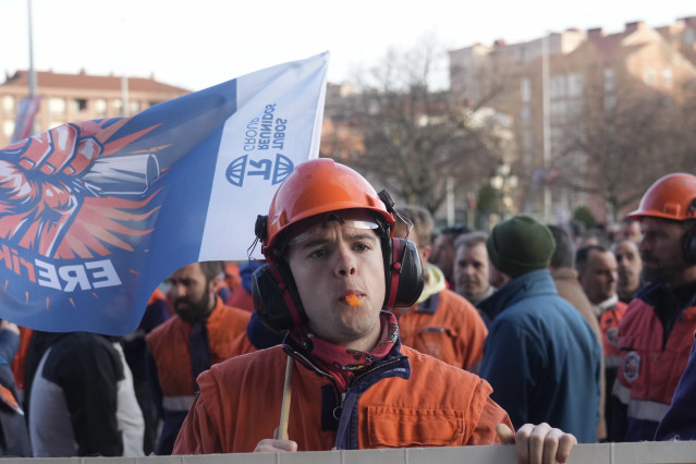 Movilización de trabajadores de Tubos Reunidos con motivo de la celebración de la BIEMH en el BEC de Barakaldo