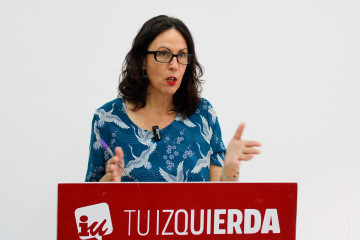 Archivo - La secretaria de Organización de IU, Eva García Sempere, interviene en una rueda de prensa telemática para valorar la actualidad política.