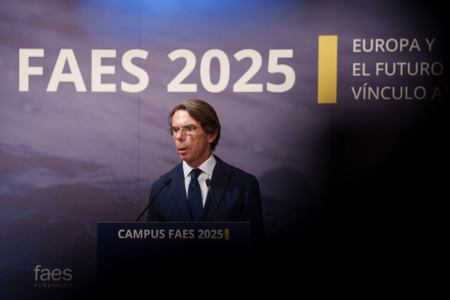 Archivo - El expresidente del Gobierno José María Aznar durante la clausura del Campus FAES, a 19 de septiembre de 2025, en Madrid (España).