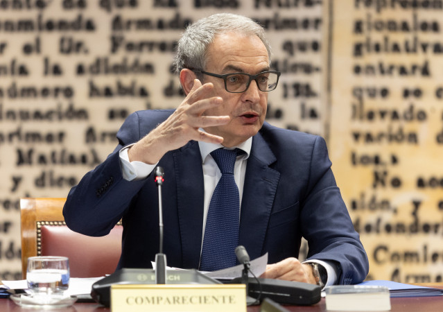 El expresidente del Gobierno José Luis Rodríguez Zapatero ante la Comisión de Investigación sobre el ‘caso Koldo’, en el Senado, a 2 de marzo de 2026, en Madrid (España).