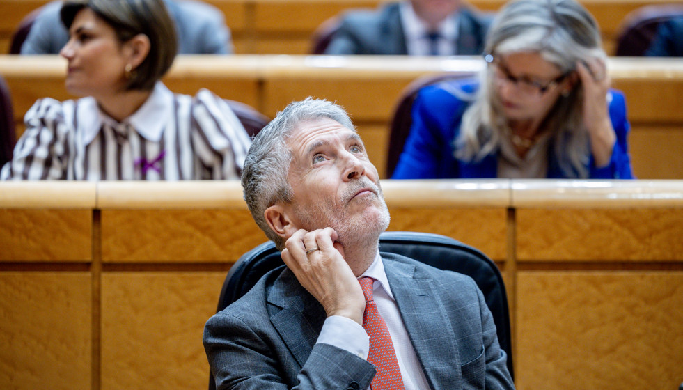 El ministro del Interior, Fernando Grande Marlaska, durante una sesión de control al Gobierno en el Senado