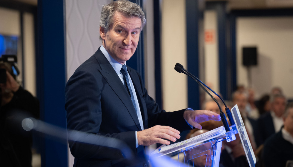 El presidente del PP, Alberto Núñez Feijóo, en Bilbao.
