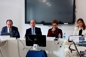 Orlando Luján, secretario general y responsable de los Grupos de Expertos de AEDAF; Bernardo Bande, presidente de AEDAF; Estrella Martín, coordinadora del Grupo de Expertos en Imposición Patrimonia