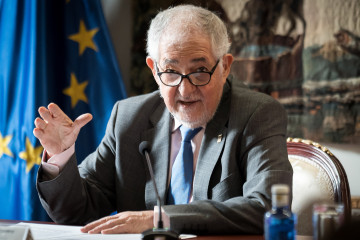 El presidente del Tribunal Constitucional, Cándido Conde-Pumpido, durante una jornada sobre la Constitución española, en el Centro de Estudios Políticos y Constitucionales (CEPC), a 16 de febrero 