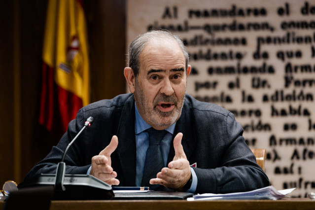 El presidente del Foro Nuclear, Ignacio Araluce Letamendía, comparece ante la comisión de investigación sobre el apagón, en el Senado, a 5 de marzo de 2026, en Madrid (España).