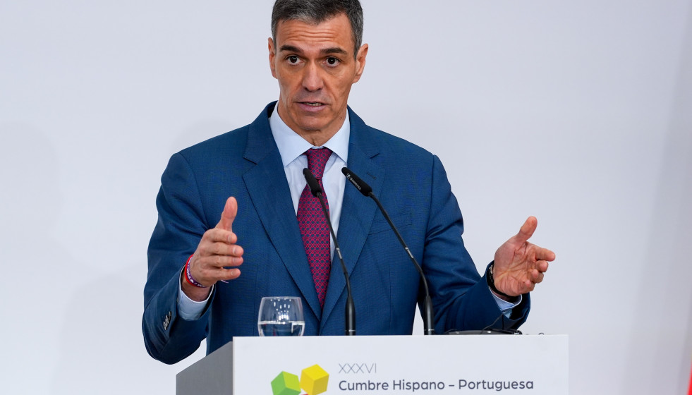 Comparecencia del presidente del Gobierno, Pedro  Sánchez, ante los medios de comunicación durante la XXXVI Cumbre Hispano-Portuguesa. A 6 de marzo de 2026 en Palos de la Frontera, Huelva (Andalucí