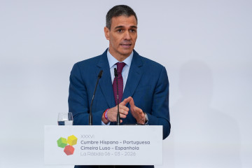 Comparecencia ante los medios del presidente del Gobierno, Pedro Sánchez, tras presidir junto a su homólogo portugués, Luis Montenegro,la ceremonia de firma de acuerdos de la XXXVI Cumbre hispano-p