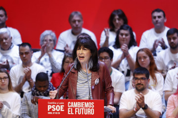La ministra de Igualdad, Ana Redondo, durante un acto de campaña este sábado en Soria con motivo de las elecciones del próximo 15 de marzo
