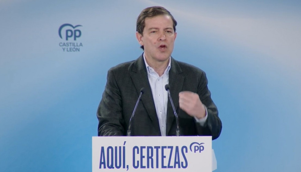 Alfonso Fernández Mañueco, durante el mitin celebrado este sábado en Soria.