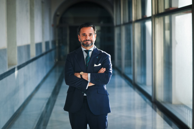 El presidente de la Cámara de Cuentas de Andalucía, Alejandro Cardenete, durante su entrevista con Europa Press.