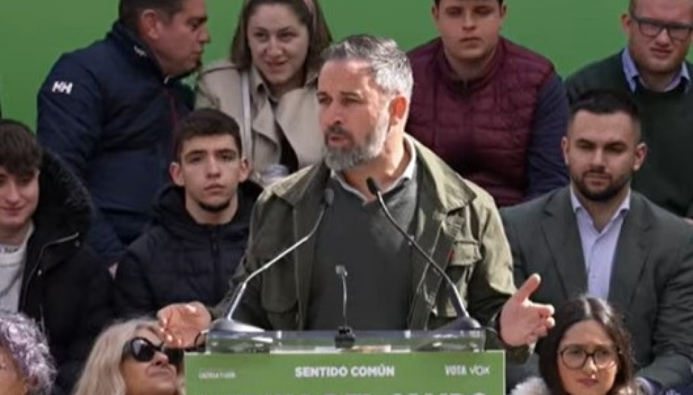 El presidente de Vox, Santiago Abascal, en un acto de Vox en Medina del Campo.