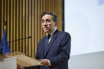 El ministro de Asuntos Exteriores, Unión Europea y Cooperación, José Manuel Albares, durante la presentación del III Plan Nacional de Acción Mujeres, Paz y Seguridad (2025-2030), en la sede del m