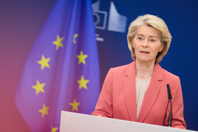 La presidenta de la Comisión Europa, Ursula von der Leyen, durante una rueda de prensa en Bruselas