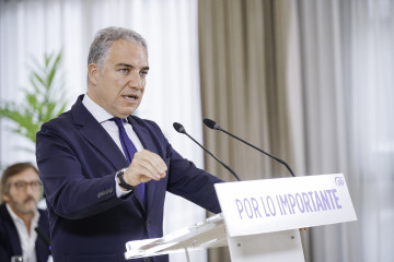 El vicesecretario de coordinación autonómica y local y análisis electoral del Partido Popular, Elías Bendodo, durante un encuentro del Partido Popular, en Vitoria