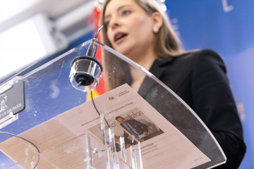 La portavoz del PP en el Congreso, Ester Muñoz, durante una rueda de prensa en el Congreso