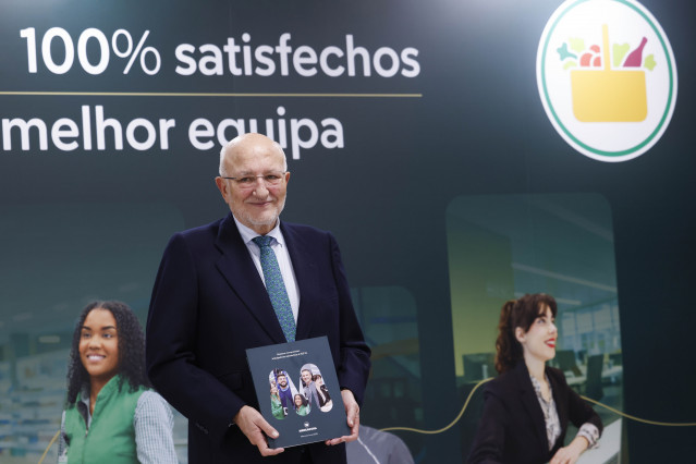 El presidente de Mercadona, Juan Roig, durante una rueda de prensa, a 10 de marzo de 2026, en Valencia, Comunidad Valenciana (España).