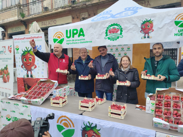 UPA reparte fresas de Huelva en Mérida para promocionar su calidad.