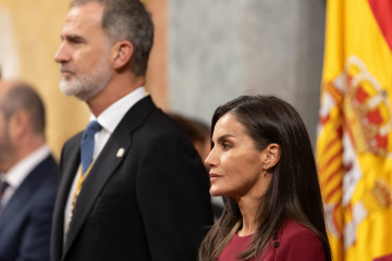 Archivo - El Rey Felipe VI y la Reina Letizia durante la Solemne Sesión de Apertura de las Cortes Generales de la XV Legislatura, en el Congreso de los Diputados, a 29 de noviembre de 2023, en Madrid
