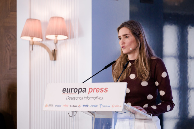 La vicepresidenta tercera y ministra de Transición Ecológica y Reto Demográfico, Sara Aagesen, durante un desayuno informativo de Europa Press, Hotel Rosewood Villa Magna, a 11 de marzo de 2026, en Madrid (España).