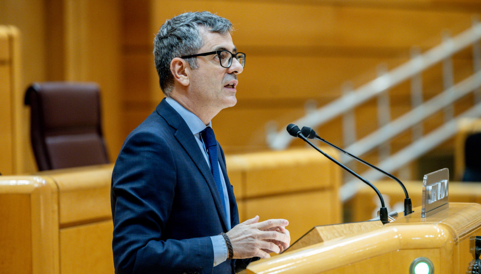 El ministro de la Presidencia, Justicia y Relaciones con las Cortes, Félix Bolaños, interviene durante una sesión de control al Gobierno en el Senado, a 3 de marzo de 2026, en Madrid (España).