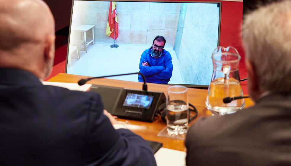 El ex asesor Koldo García durante su comparecencia ante la Comisión de Investigación sobre adjudicaciones públicas, en el Parlamento de Navarra, a 11 de marzo de 2026, en Pamplona, Navarra (Españ
