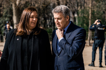 El presidente del PP, Alberto Núñez Feijóo, asiste al acto en conmemoración del Día Europeo de las Víctimas del Terrorismo con un recuerdo especial al 22º  aniversario del 11M, junto con Maite 