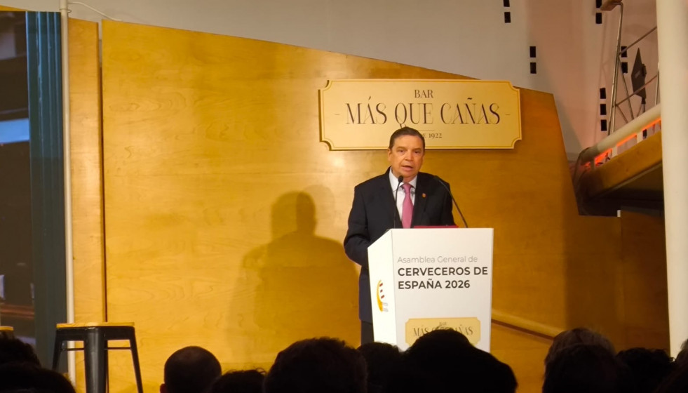 El ministro de Agricultura, Pesca y Alimentación, Luis Planas, durante la inauguración de la asamblea de Cerveceros de España