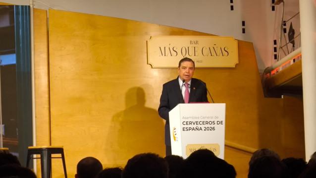 El ministro de Agricultura, Pesca y Alimentación, Luis Planas, durante la inauguración de la asamblea de Cerveceros de España