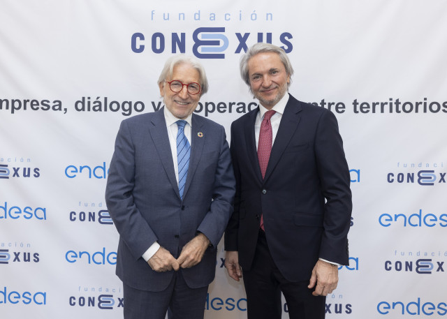 Josep Sánchez Llibre, presidente de Foment del Treball, y Manuel Broseta, presidente de Fundación Conexus.