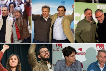 Archivo - 1. Pedro Sánchez Y Carlos Martínez (Firma: EP). 2. Alberto Núñez Feijóo Y Alfonso Fernández Mañueco (EP). 3. Santiago Abascal Y Carlos Pollán (Vox). 4. Ione Bellarra Y Miguel Ángel 